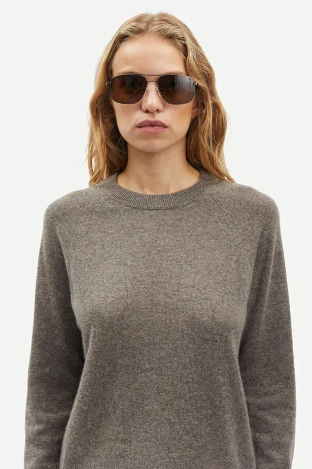 Woman Boston Oneck 6304 Grey Blue Mel Samse Samse Knitwear