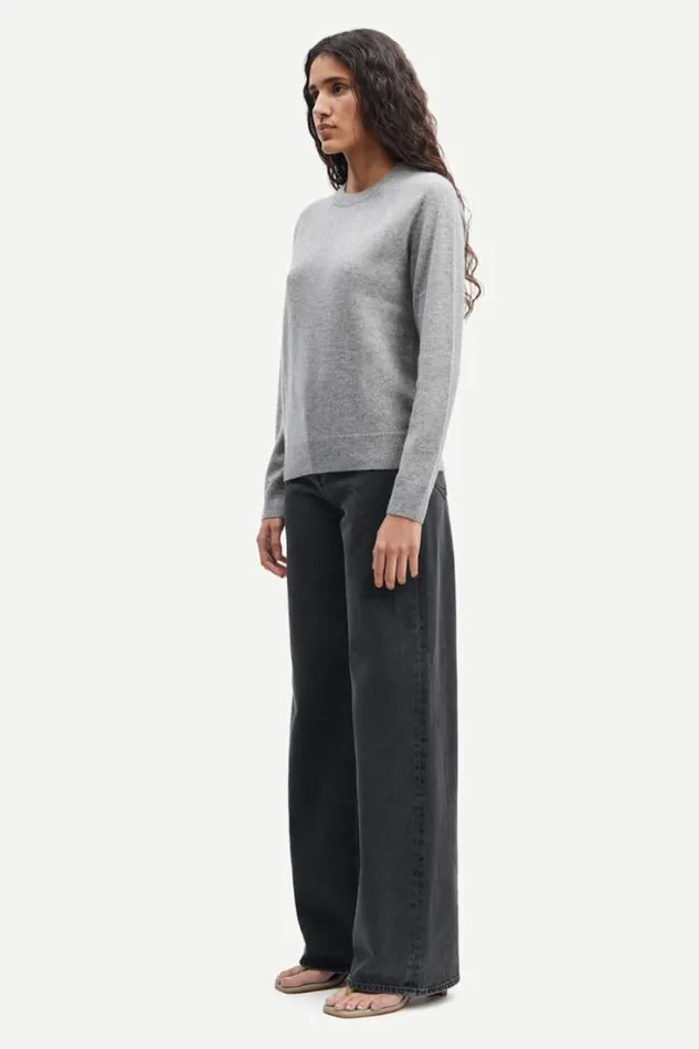 Woman Boston Oneck 6304 Grey Mel Samse Samse Knitwear