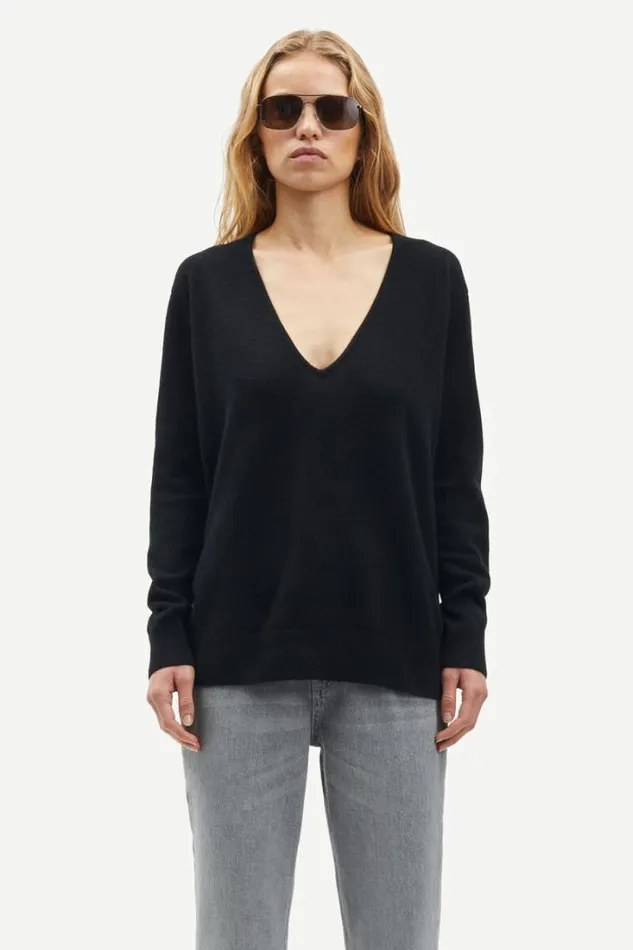 Woman Boston Vneck 6304 Black Samse Samse Knitwear