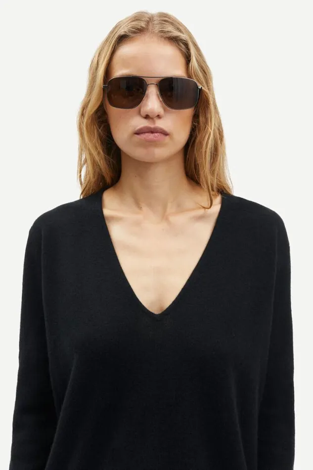 Woman Boston Vneck 6304 Black Samse Samse Knitwear