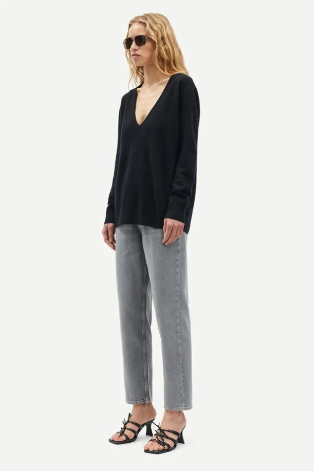 Woman Boston Vneck 6304 Black Samse Samse Knitwear