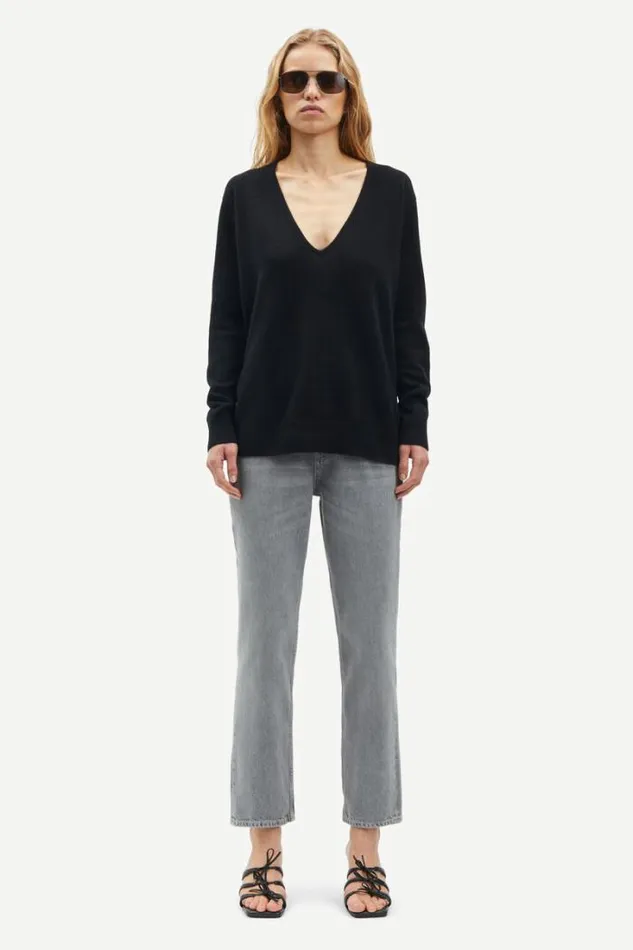 Woman Boston Vneck 6304 Black Samse Samse Knitwear