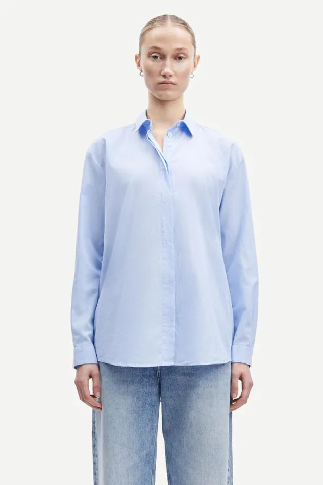 Woman Caico Shirt 6135 6135 Oxford Blue Samse Samse Shirts and Blouses
