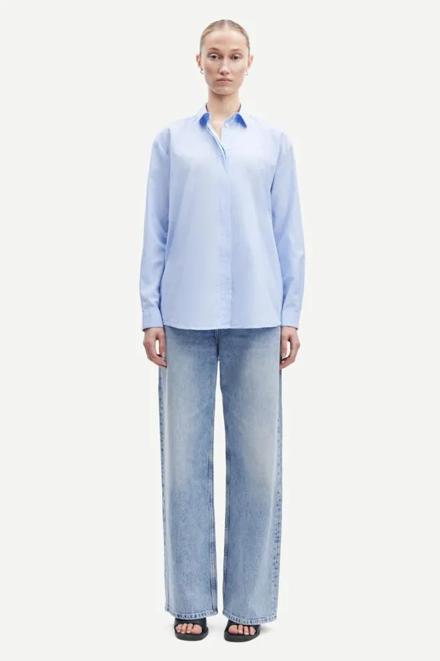 Woman Caico Shirt 6135 6135 Oxford Blue Samse Samse Shirts and Blouses