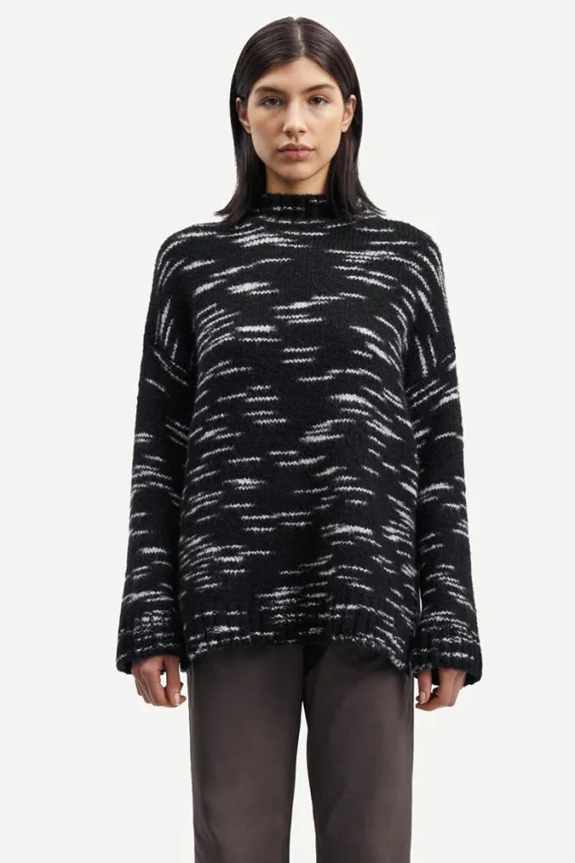 Woman Celeste Mock Neck 14941 Black Mel Samse Samse Knitwear