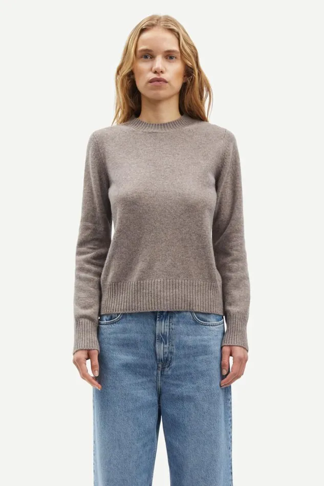 Woman Charlotte Knit Sweater 15010 Grey Blue Mel Samse Samse Knitwear