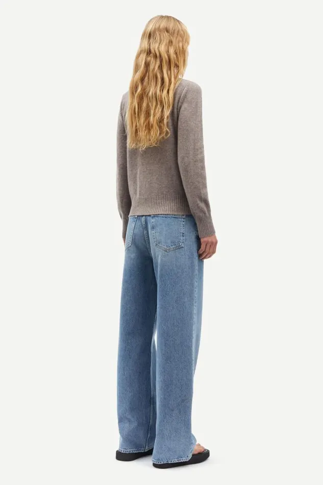 Woman Charlotte Knit Sweater 15010 Grey Blue Mel Samse Samse Knitwear
