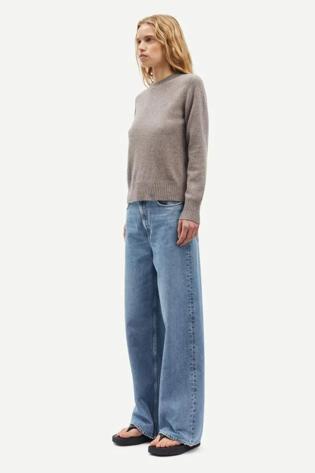 Woman Charlotte Knit Sweater 15010 Grey Blue Mel Samse Samse Knitwear