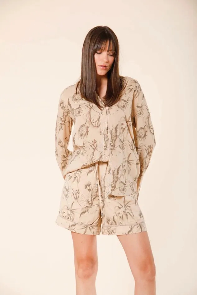 Woman Delhi Long Sleeve Shirt In Tencel With Leaf Print And Korean Collar Mason039s Shirts Woman Delhi Long Sleeve Shirt In Tencel With Leaf Print And Korean Collar Mason039s Shirts