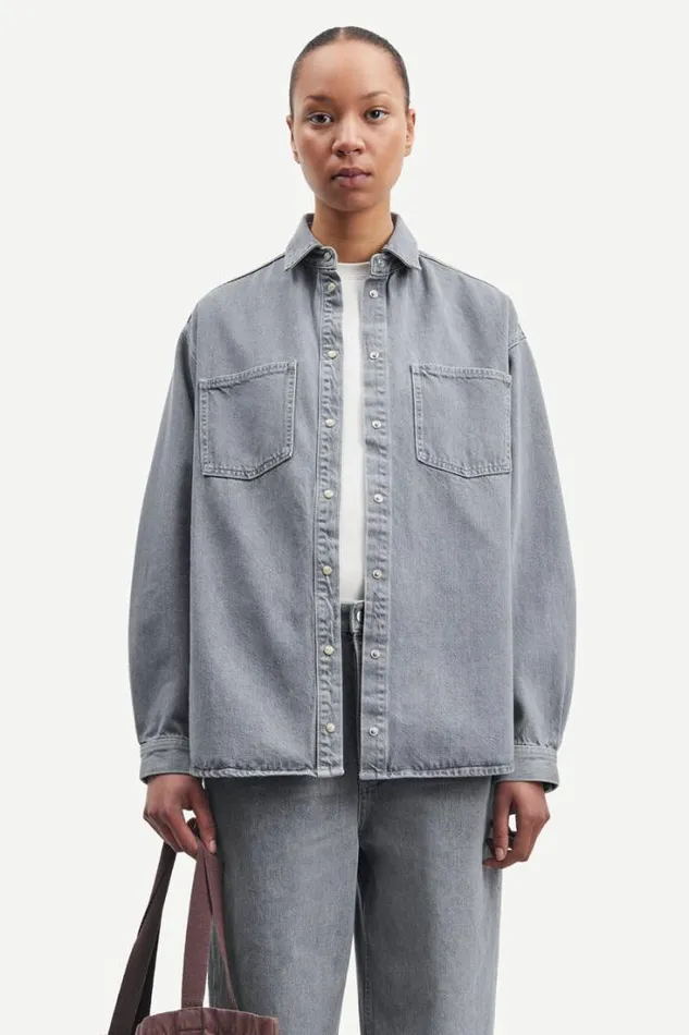 Woman Eleanor Shirt 15061 Mist Samse Samse Shirts and Blouses