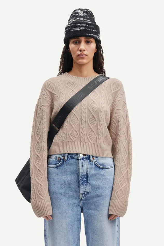 Woman Eliette Crew Neck Crop 14938 Nacreous Clouds Samse Samse Knitwear