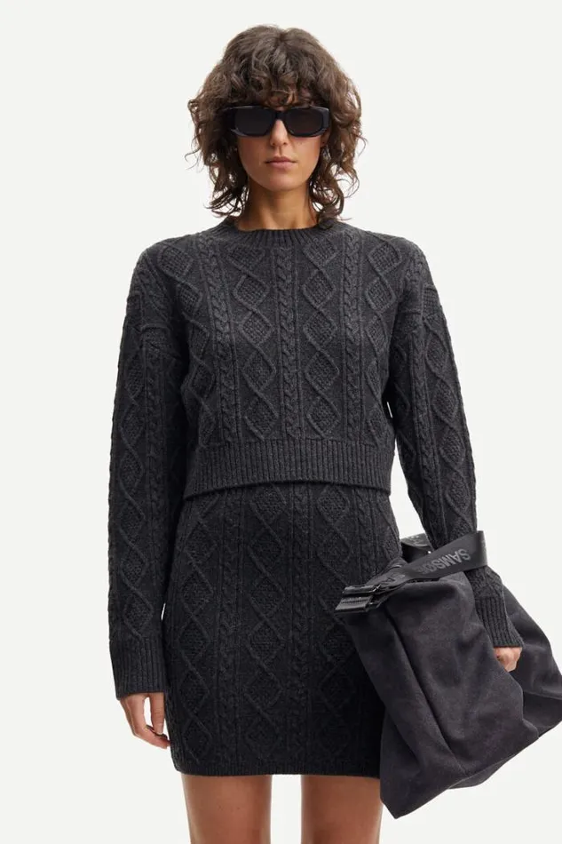 Woman Eliette Crew Neck Crop 14938 Phantom Samse Samse Matching Sets