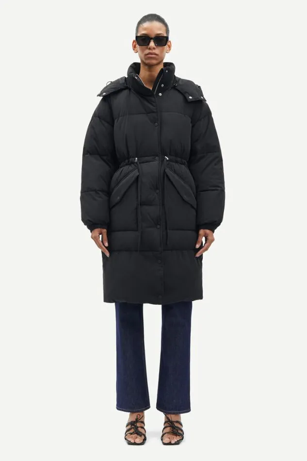 Woman Hana Drawstring Coat 14887 Black Samse Samse Jackets and Coats