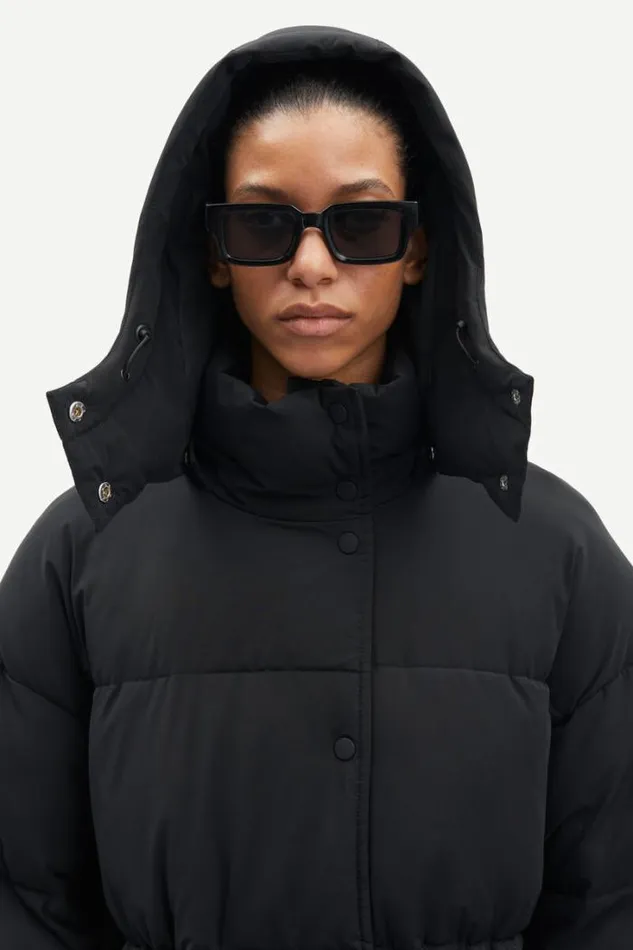 Woman Hana Drawstring Coat 14887 Black Samse Samse Jackets and Coats