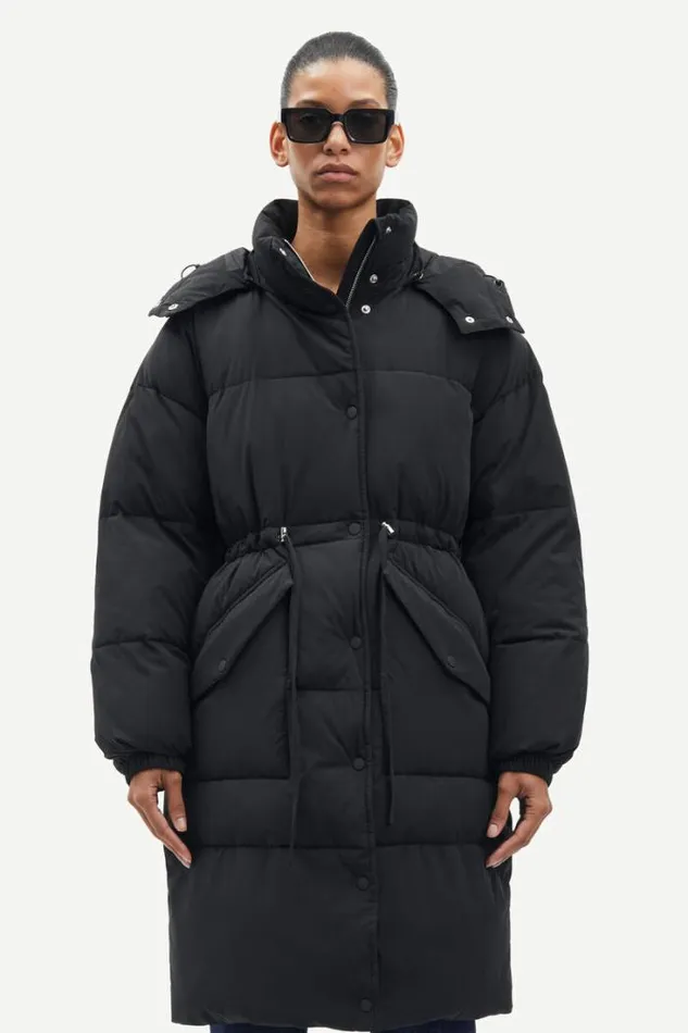 Woman Hana Drawstring Coat 14887 Black Samse Samse Jackets and Coats