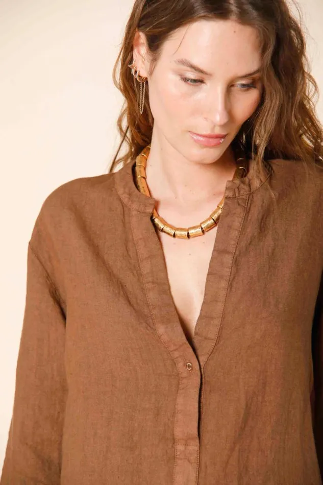 Woman India Long Sleeve Shirt In Linen With Korean Collar Mason039s Shirts
