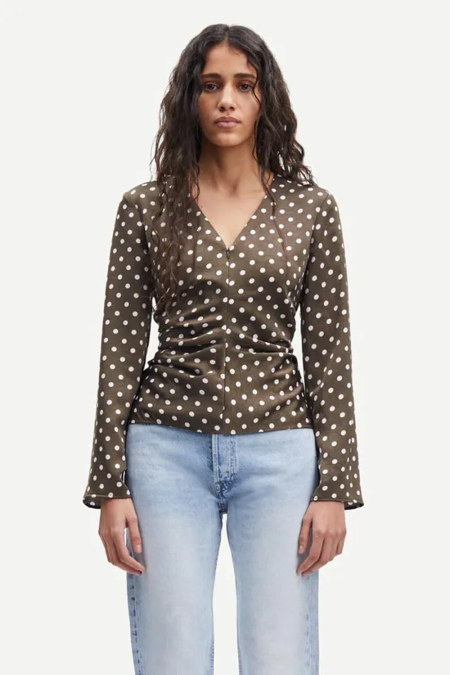 Woman Ivanka Blouse 14896 Dott Brown Samse Samse Shirts and Blouses