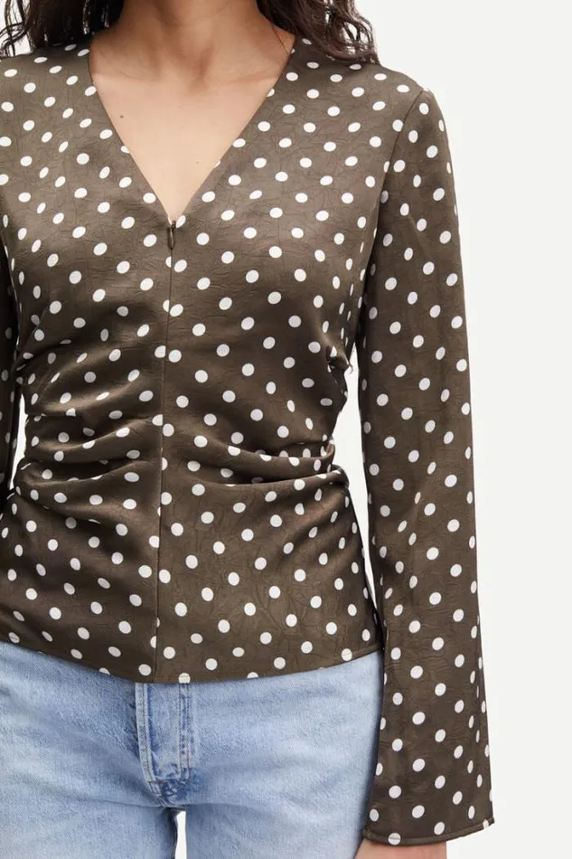 Woman Ivanka Blouse 14896 Dott Brown Samse Samse Shirts and Blouses