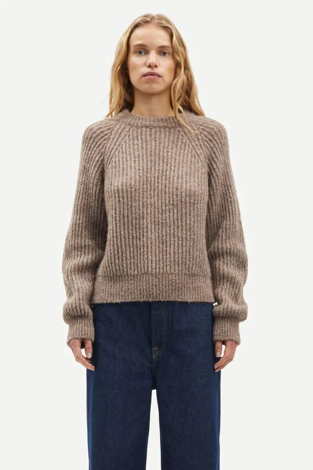 Woman Layla Crew Neck 15009 Grey Blue Mel Samse Samse Knitwear