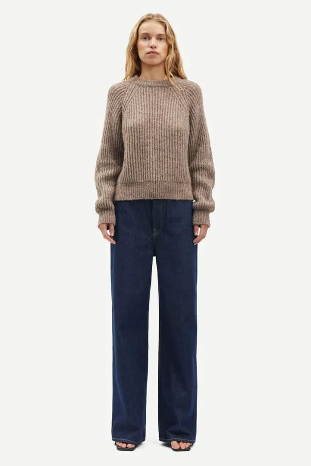 Woman Layla Crew Neck 15009 Grey Blue Mel Samse Samse Knitwear