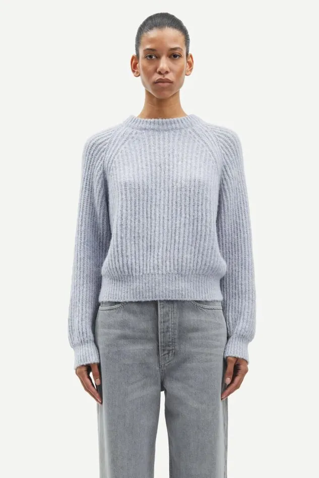 Woman Layla Crew Neck 15009 Oxford Blue Mel Samse Samse Knitwear