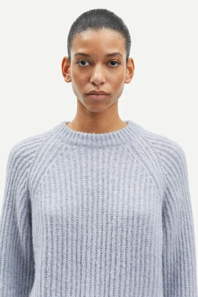 Woman Layla Crew Neck 15009 Oxford Blue Mel Samse Samse Knitwear