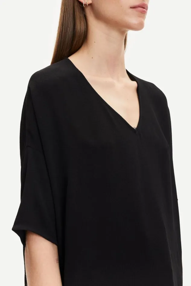 Woman Mains Vneck Ss 5687 Black Samse Samse Tshirts