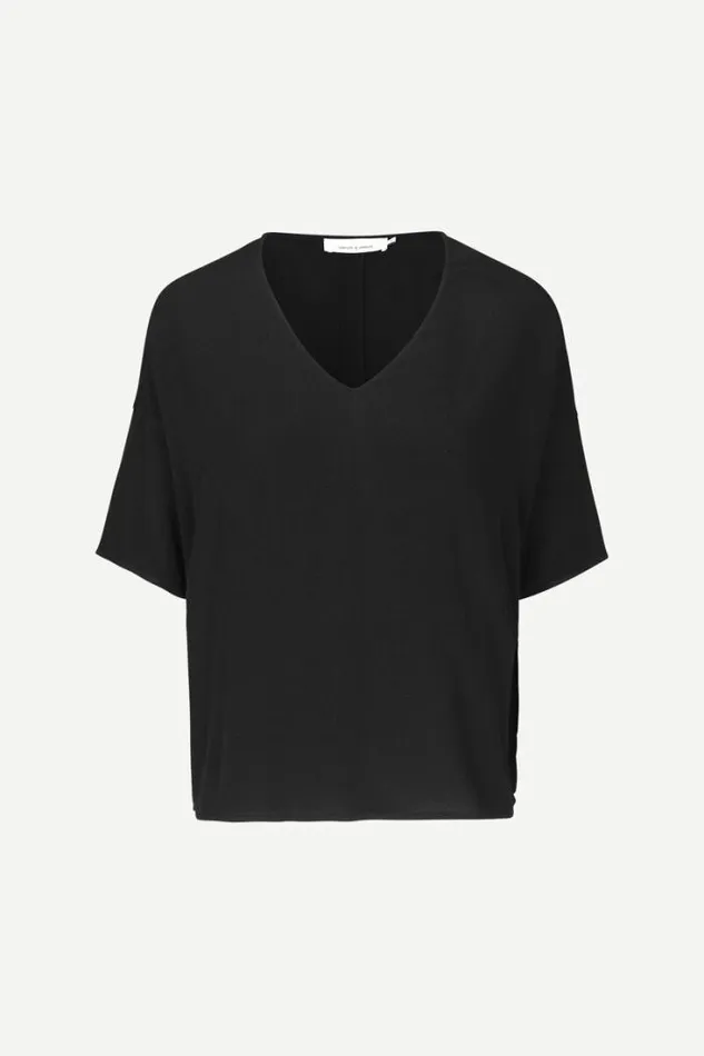 Woman Mains Vneck Ss 5687 Black Samse Samse Tshirts
