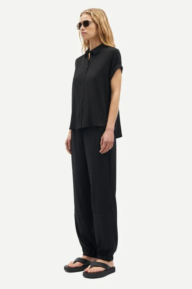 Woman Majan Ss Shirt 9942 Black Samse Samse Shirts and Blouses
