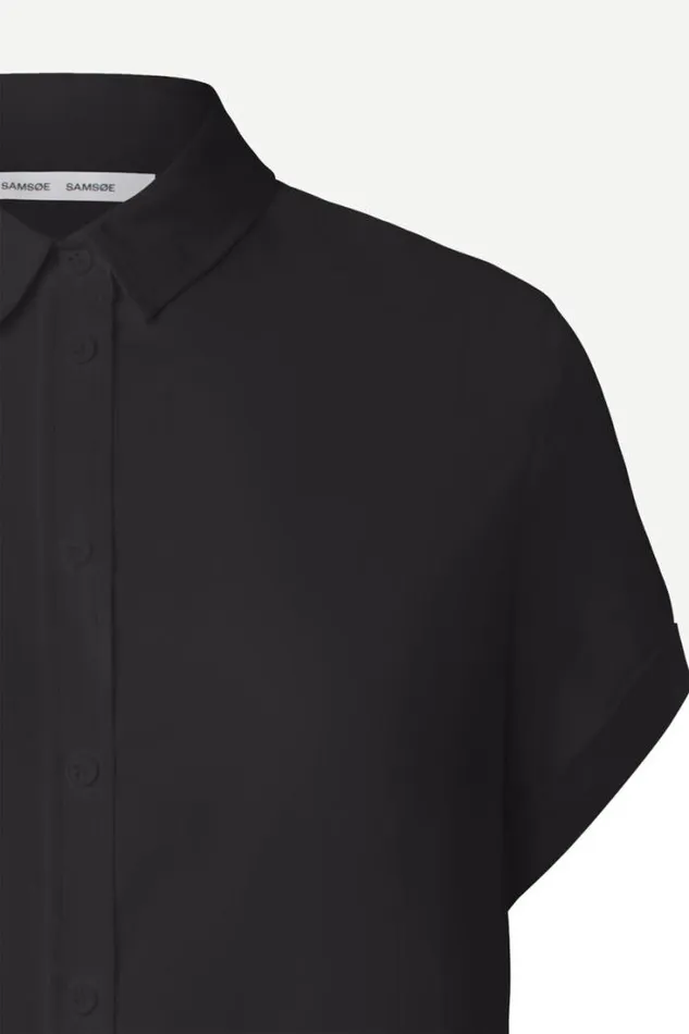 Woman Majan Ss Shirt 9942 Black Samse Samse Shirts and Blouses