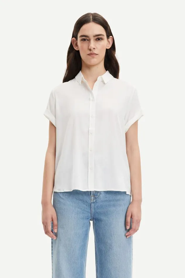 Woman Majan Ss Shirt 9942 Clear Cream Samse Samse Shirts and Blouses