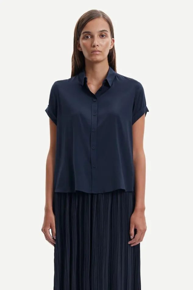 Woman Majan Ss Shirt 9942 Dark Sapphire Samse Samse Shirts and Blouses