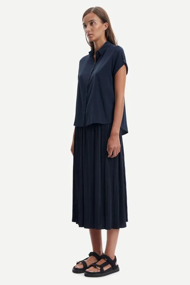 Woman Majan Ss Shirt 9942 Dark Sapphire Samse Samse Shirts and Blouses