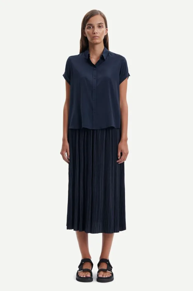 Woman Majan Ss Shirt 9942 Dark Sapphire Samse Samse Shirts and Blouses