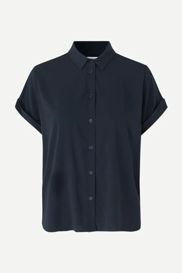 Woman Majan Ss Shirt 9942 Dark Sapphire Samse Samse Shirts and Blouses