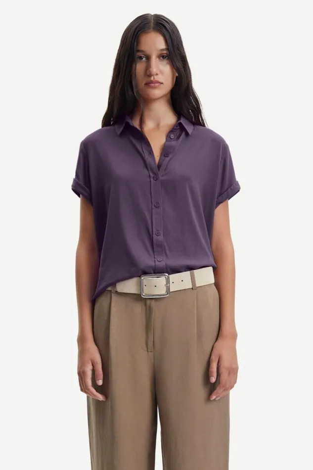 Woman Majan Ss Shirt 9942 Sweet Grape Samse Samse Shirts and Blouses