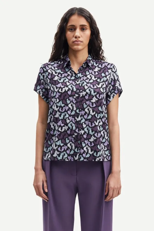 Woman Majan Ss Shirt Aop 9942 Wings Rhapsody Samse Samse Shirts and Blouses