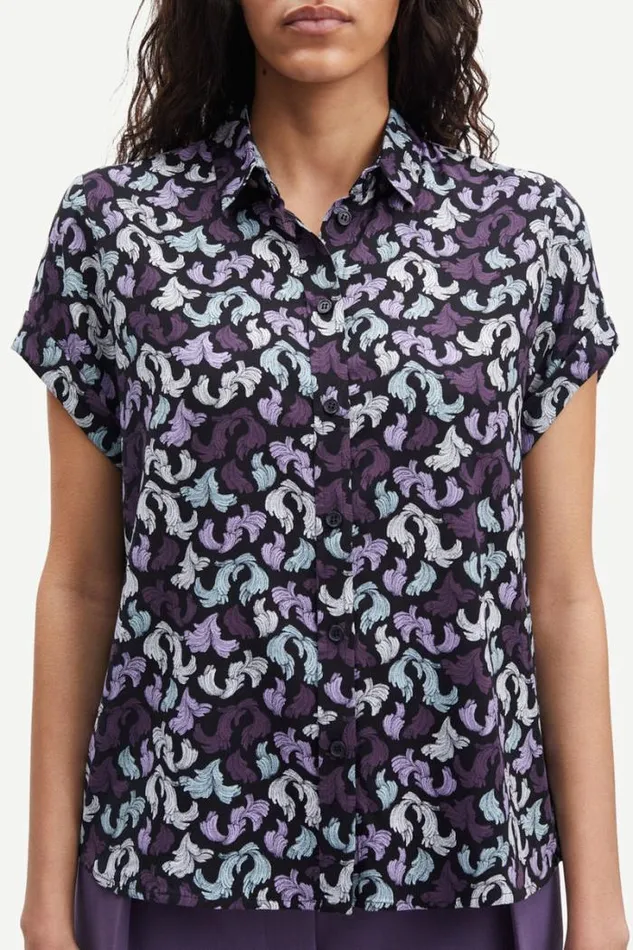 Woman Majan Ss Shirt Aop 9942 Wings Rhapsody Samse Samse Shirts and Blouses