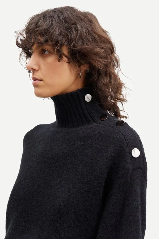 Woman Mandie Mock Neck 14082 Black Samse Samse Knitwear