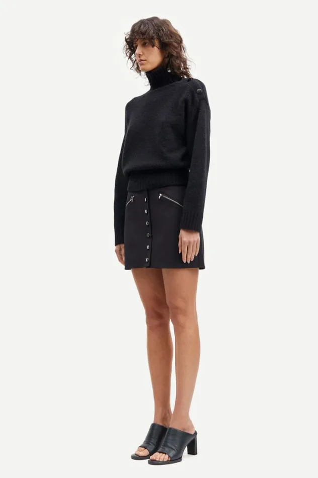 Woman Mandie Mock Neck 14082 Black Samse Samse Knitwear