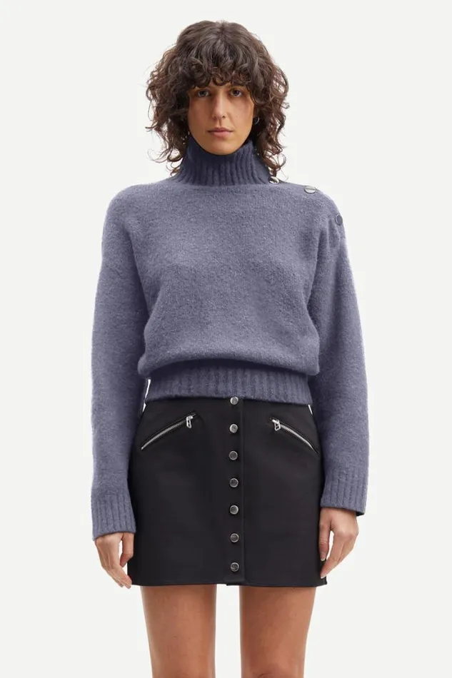 Woman Mandie Mock Neck 14082 Blue Granite Samse Samse Knitwear