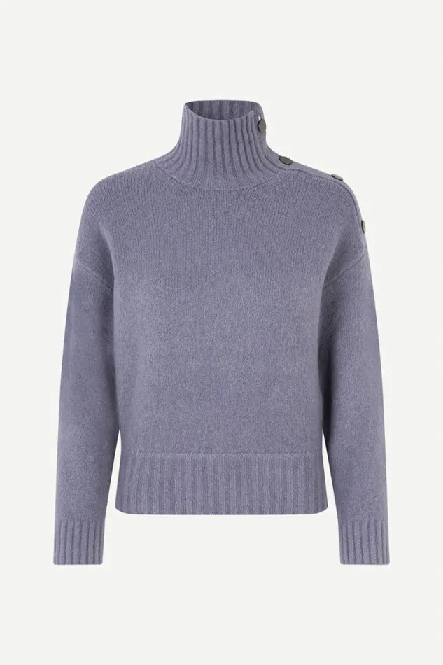 Woman Mandie Mock Neck 14082 Blue Granite Samse Samse Knitwear Woman Mandie Mock Neck 14082 Blue Granite Samse Samse Knitwear
