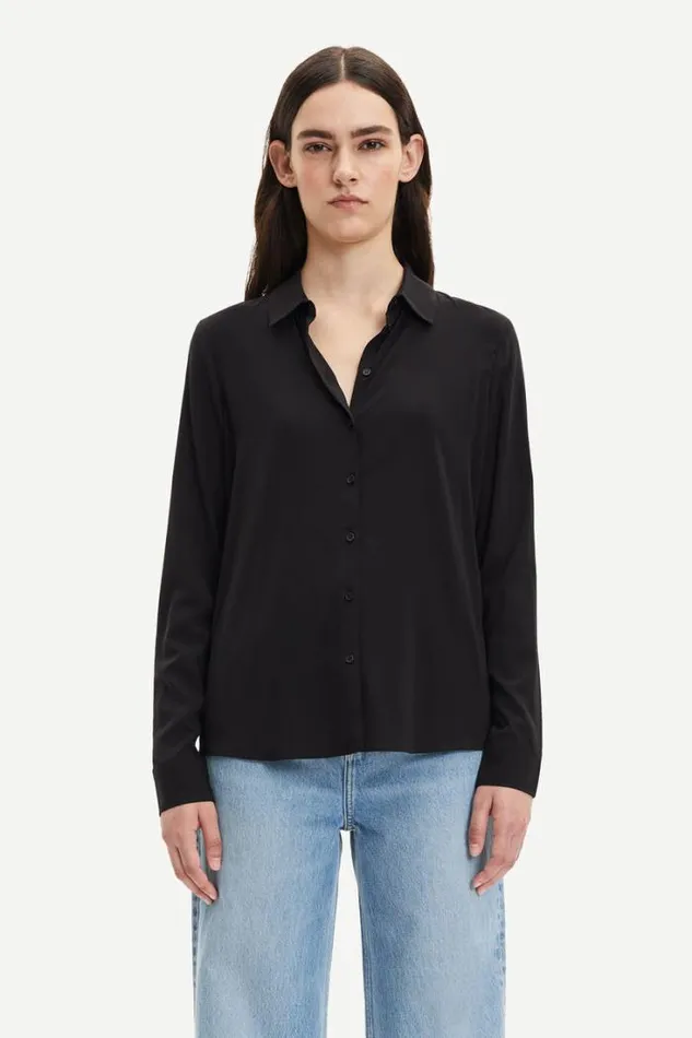 Woman Milly Np Shirt 9942 Black Samse Samse Shirts and Blouses