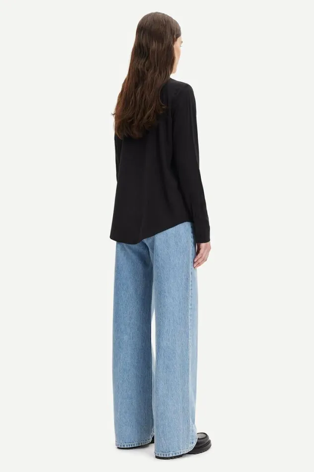 Woman Milly Np Shirt 9942 Black Samse Samse Shirts and Blouses