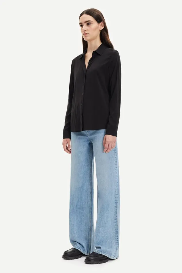 Woman Milly Np Shirt 9942 Black Samse Samse Shirts and Blouses