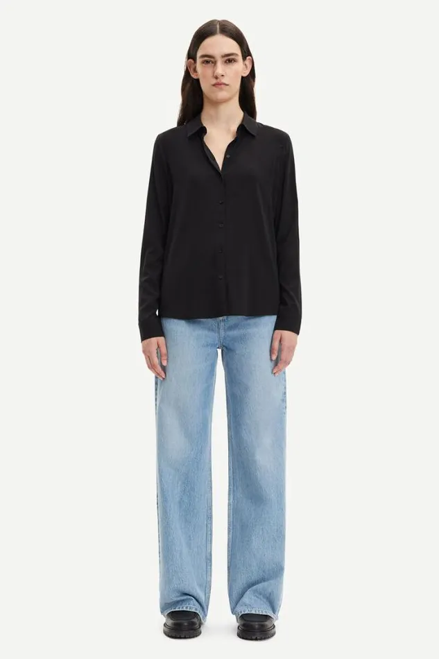 Woman Milly Np Shirt 9942 Black Samse Samse Shirts and Blouses