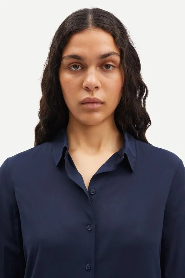 Woman Milly Np Shirt 9942 Dark Sapphire Samse Samse Shirts and Blouses