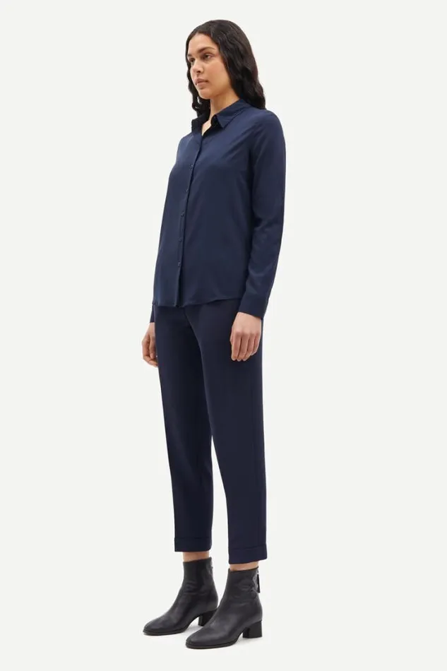 Woman Milly Np Shirt 9942 Dark Sapphire Samse Samse Shirts and Blouses