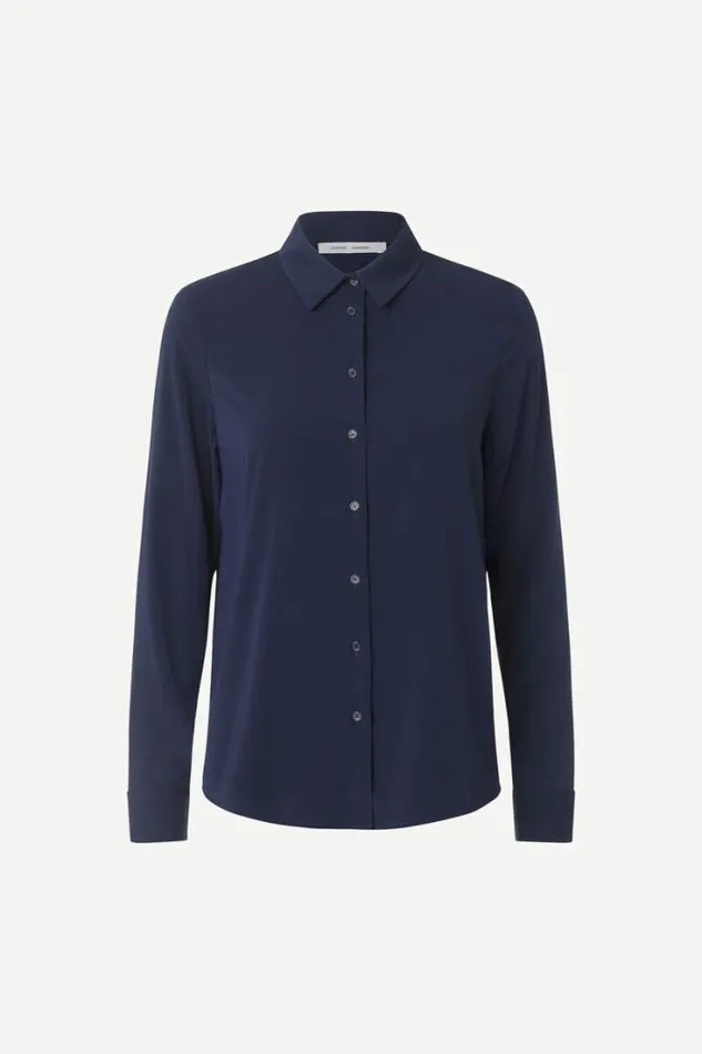 Woman Milly Np Shirt 9942 Dark Sapphire Samse Samse Shirts and Blouses