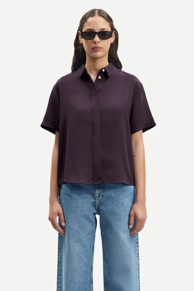 Woman Mina Ss Shirt 14028 Plum Perfect Samse Samse Shirts and Blouses